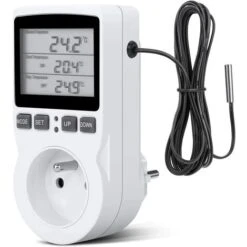 Prise Thermostat, Prise Minuteur Digital, Prise Programmable Digitale Avec Sonde, Minuterie Numérique Programmable, Prise Thermostat Chauffage Pour Serre, Aquarium