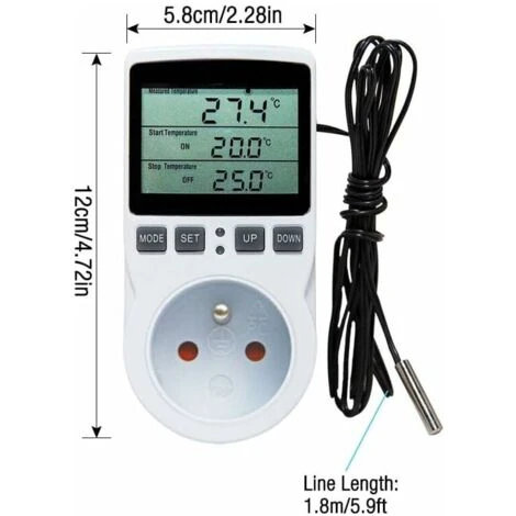 Prise Thermostat, Prise Minuteur Digital, Prise Programmable Digitale Avec Sonde, Minuterie Numérique Programmable, Prise Thermostat Chauffage Pour Serre, Aquarium - 2 Prise Thermostat, Prise Minuteur Digital, Prise Programmable Digitale Avec Sonde, Minuterie Numérique Programmable, Prise Thermostat Chauffage Pour Serre, Aquarium - – Image 2